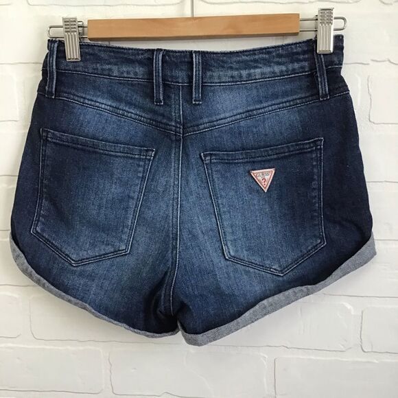 GUESS jeans shorts distressed blue denim size 26 sexy mini shorts stretchy - Picture 9 of 9